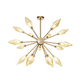 Lámpara de araña colgante de diamantes vintage - Vidrio ámbar / transparente - Cabezas 9/12/15 - Varilla ajustable - Accesorio para restaurante